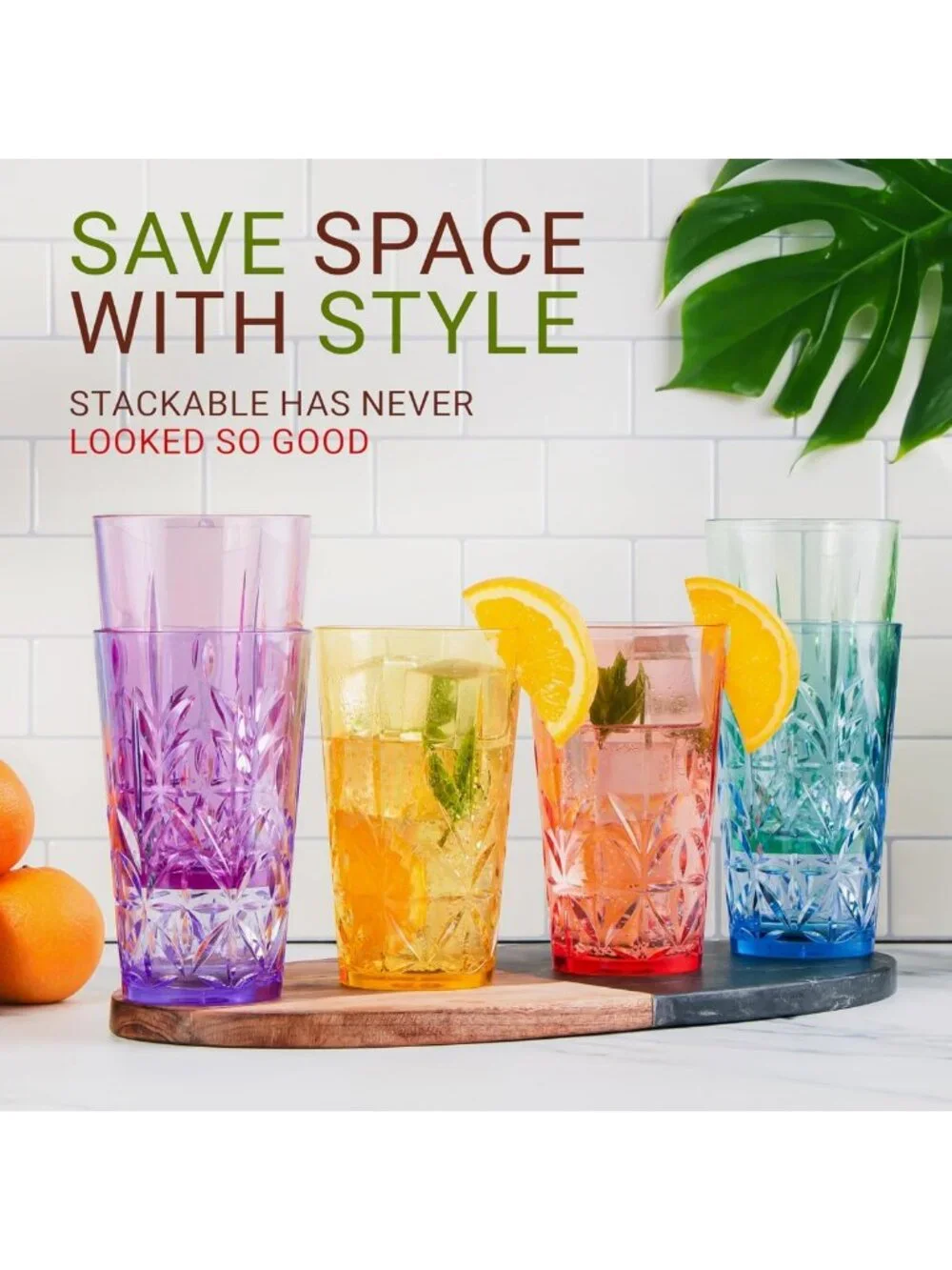 Premium Quality 18 oz Plastic Drinking Tumblers - BPA-Free, Stackable
